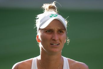 Jul 2, 2025; Wimbledon, United Kingdom; Marketa Vondrousova of the Czech Republic during her match against Emma Raducanu of Great Britain on day three at the All England Lawn Tennis and Croquet Club. Mandatory Credit: Susan Mullane-Imagn Images