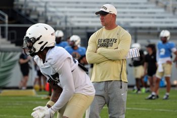 UCF Head Football Coach Scott Frost during UCF Spring football practice at FBC Mortgage Stadium in Orlando, Friday, April 11, 2025.