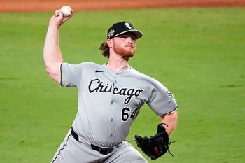 Jul 15, 2025; Cumberland, Georgia, USA; American League pitcher Shane Smith (64) of the Chicago White Sox pitches during the eighth inning during the 2025 MLB All Star Game at Truist Park. Mandatory Credit: Dale Zanine-Imagn Images