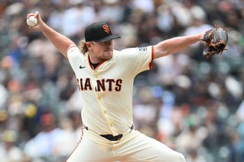 Jul 30, 2025; San Francisco, California, USA; San Francisco Giants starting pitcher Logan Webb (62) throws against the Pittsburgh Pirates in the first inning at Oracle Park. Mandatory Credit: Eakin Howard-Imagn Images