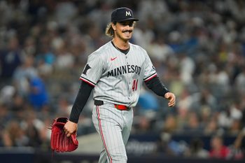 Minnesota Twins pitcher Joe Ryan (41) smiles during a game against the New York Yankees at Yankee Stadium, Aug 13, 2025, Bronx, New York, USA. Yannick Peterhans/NorthJersey.com