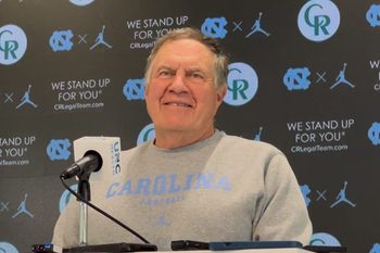 UNC football coach Bill Belichick during a press conference on Wednesday, Aug. 20, 2025 inside the Kenan Football Center.
