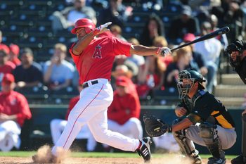 Mar 3, 2008; Tempe, AZ, USA; Los Angeles Angels infielder Howie Kendrick against the Oakland Athletics at Tempe Diablo Stadium. Mandatory Credit: Mark J. Rebilas-Imagn Images