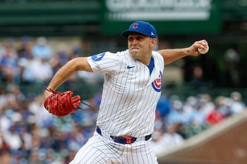 Sep 6, 2025; Chicago, Illinois, USA; Chicago Cubs starting pitcher Matthew Boyd (16) delivers a pitch against the Washington Nationals during the first inning at Wrigley Field. Mandatory Credit: Kamil Krzaczynski-Imagn Images