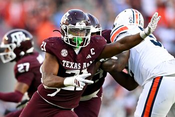 Sep 27, 2025; College Station, Texas, USA; Texas A&M Aggies linebacker Taurean York (21) defends in coverage against the Auburn Tigers during the fourth quarter at Kyle Field. Mandatory Credit: Maria Lysaker-Imagn Images