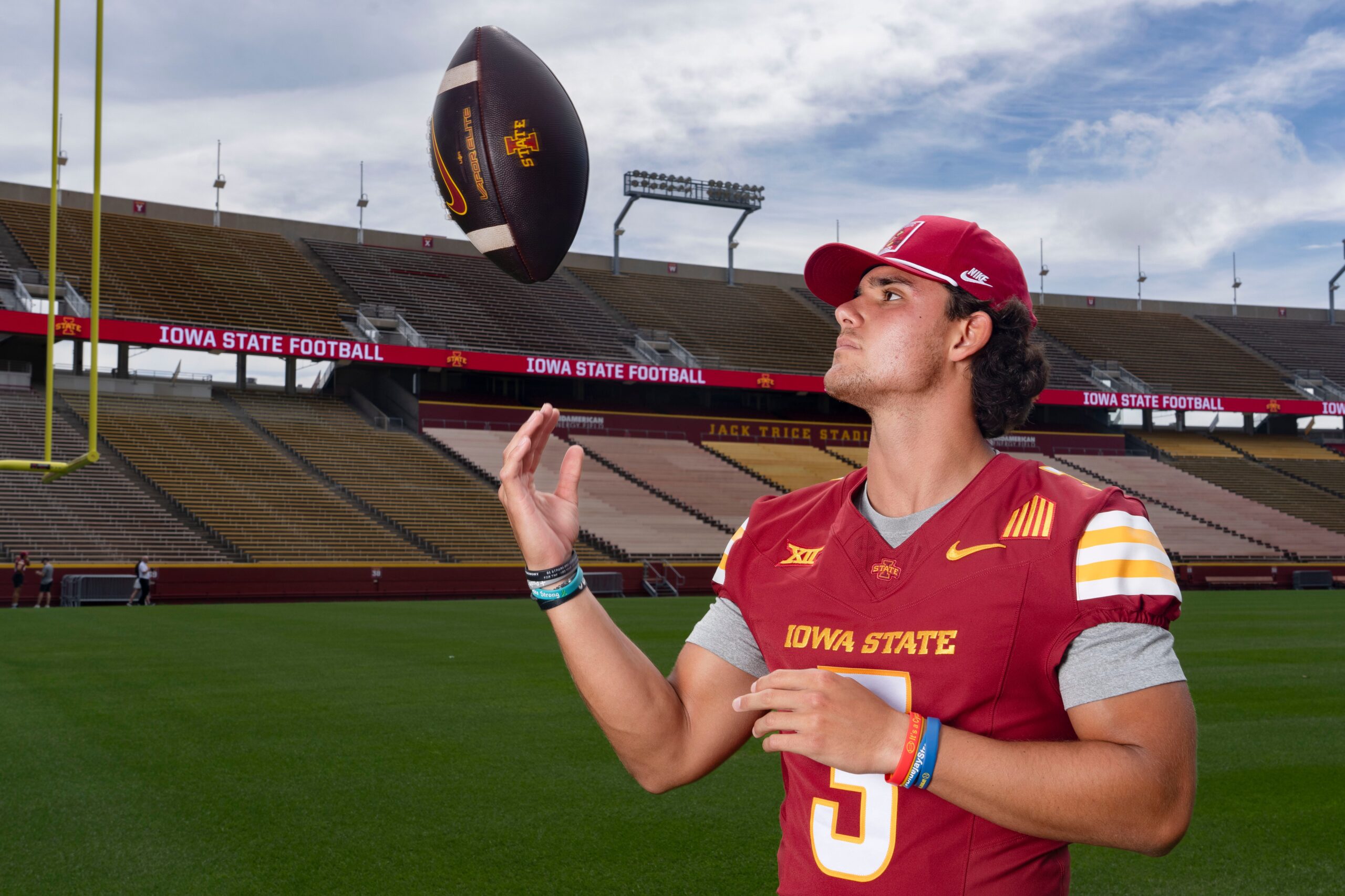 Iowa State quarterback Rocco Becht stands for a portrait during Iowa State football media day at Jack Trice Stadium on July 25, 2025, in Ames.