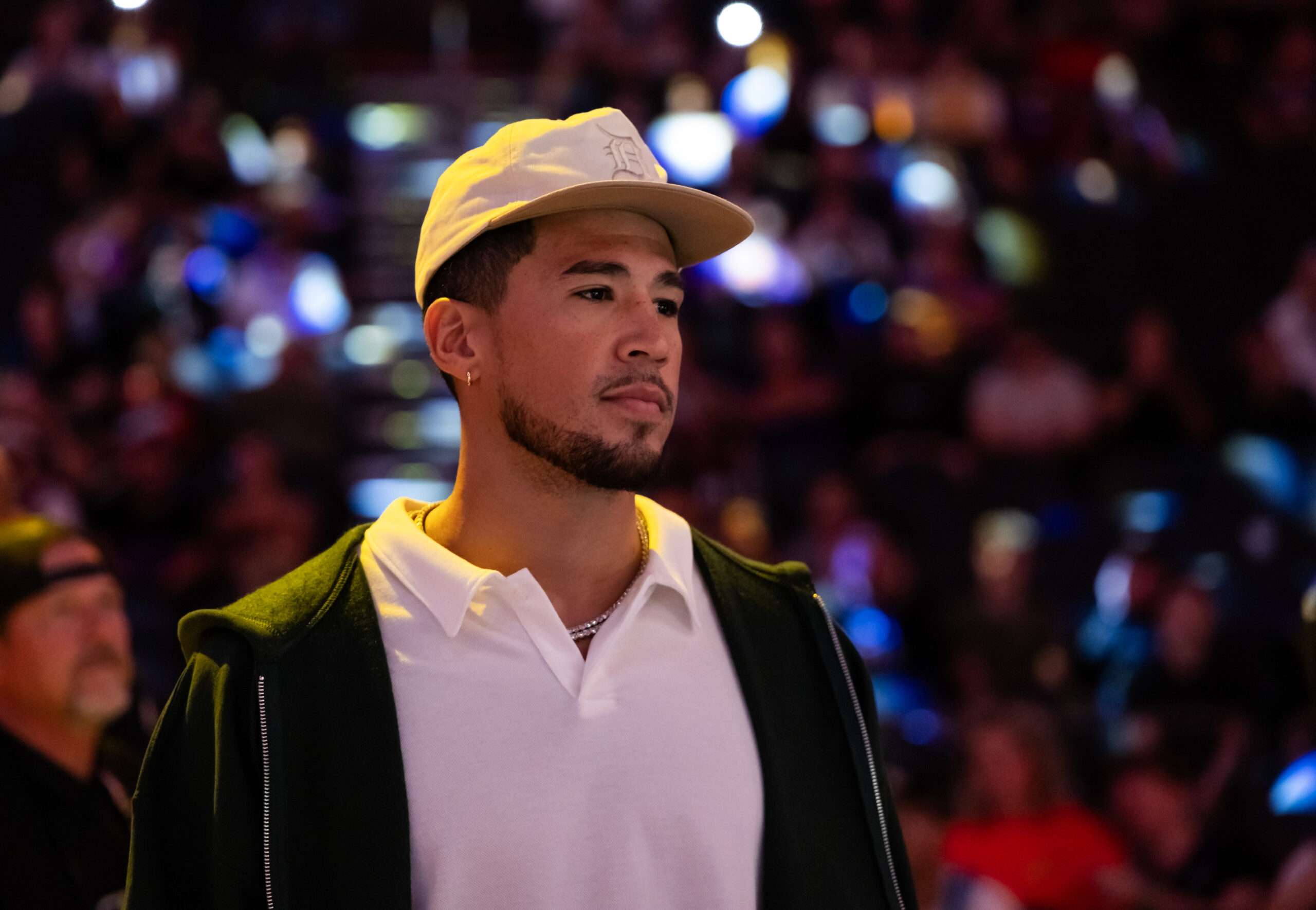 Oct 14, 2025; Phoenix, Arizona, USA; Phoenix Suns guard Devin Booker against the Los Angeles Lakers during an NBA preseason game at Mortgage Matchup Center. Mandatory Credit: Mark J. Rebilas-Imagn Images